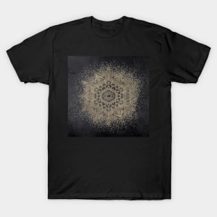 Sparkling golden dark blue mandala star T-Shirt